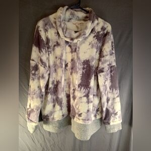 Cozy Como Vintage Bohemian Tie-Dye Cowl Neck Pullover Sweater